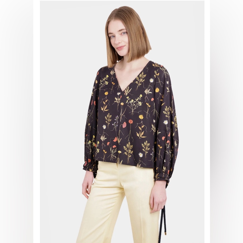 MOTHER OF PEARL REESE FLORAL BLOUSE L/S HERBARIUM BLACK